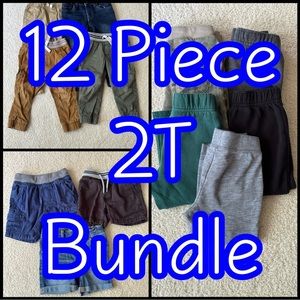 12 Piece Toddler Boy Size 2T Cat & Jack Oshkosh Pant & Shorts Variety Bundle